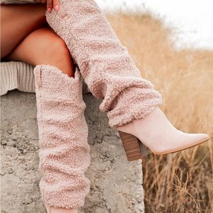Cozy Pink Heeled Boots